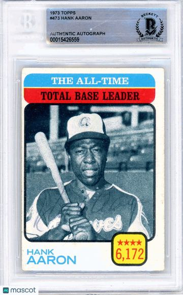 1973 Topps All-Time Total Base Leader Hank Aaron #473 /All-Time BVG Authentic BAS Auto A