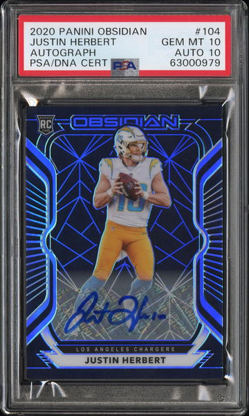 2020 Panini Obsidian Justin Herbert #104 AUTOGRAPH PSA 10