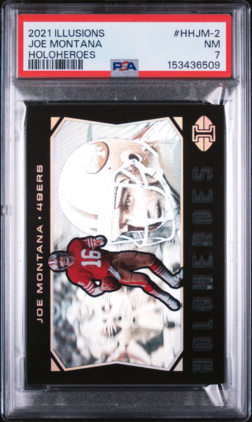 2021 Panini Illusions Holoheroes Joe Montana #2 PSA 7