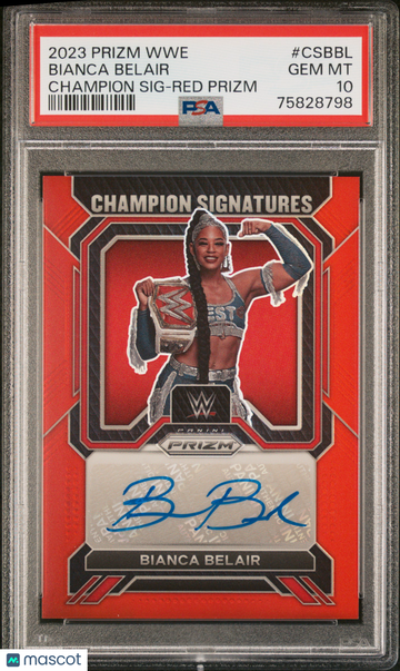 2023 Panini Prizm WWE Champion Signatures Bianca Belair #CSBBL Red /99 PSA 10