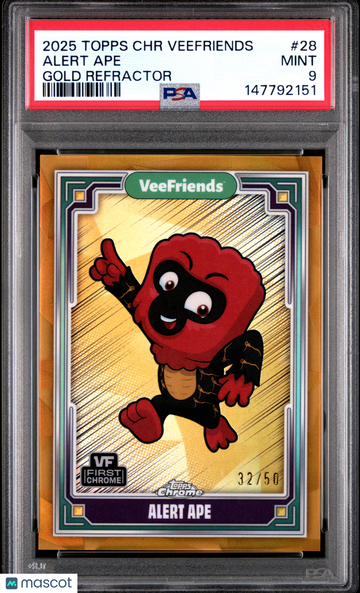 2025 Topps Chrome Veefriends Alert Ape #28 Gold Refractor PSA 9