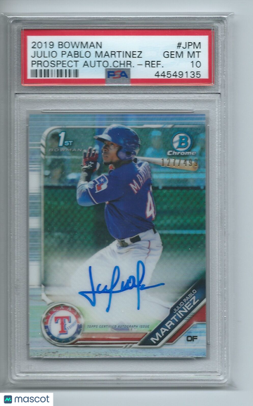 2019 Bowman Prospect Autographs Chrome Julio Pablo Martinez #JPM Autograph CHR Refractor PSA 10