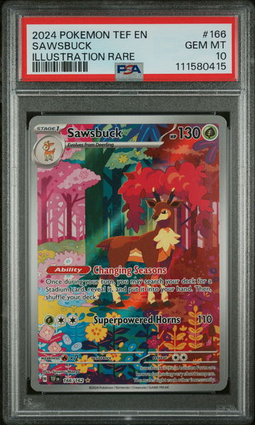 2024 Pokemon Scarlet and Violet Temporal Forces Illustration Rare Sawsbuck #166 PSA 10