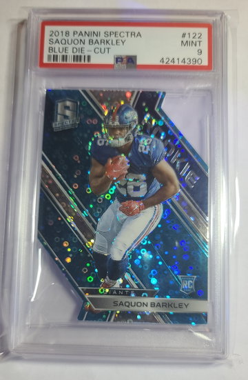 Saquon Barkley 2018 Spectra Blue Die-Cut /35 PSA 9