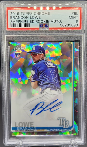 Brandon Lowe 2019 Topps Chrome Sapphire Auto RC Rookie PSA 9