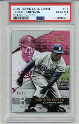 2020 TOPPS GOLD LABEL CLASS 3 RED #16 JACKIE ROBINSON LE 03/25 PSA 10