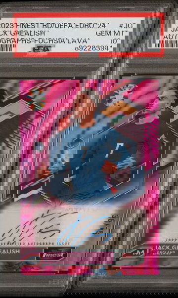 🔥2023 Topps Finest UEFA EURO 2024 Fuchsia Lava Jack Grealish AUTO /75 PSA 10 🔥