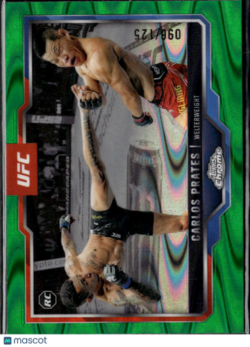 Carlos Prates 2025 Topps Chrome UFC RC Green RayWave