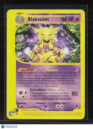 2002 Expedition Base Set Alakazam Holo Rare #33/165