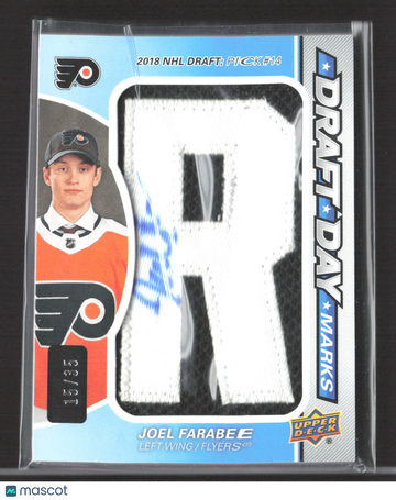 2020 Upper Deck SP Game Used Draft Day Marks Joel Farabee #DDM-JF /35 Autograph Manufactured Patch
