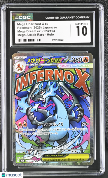 2025 Pokemon Mega Dream EX Mega Charizard X ex Holo Mega Attack Rare Japanese Mega Attack Rare CGC 10 #223/193