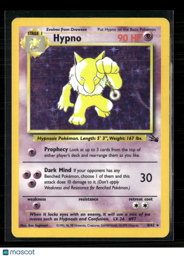 1999 Fossil Hypno Holo Rare #8/62