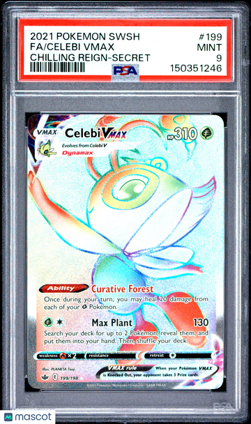 2021 Pokemon Sword & Shield Chilling Reign Celebi VMAX Chilling Reign-Secret Fa PSA 9 #199