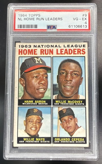 1964 Topps Hank Aaron/Willie Mccovey/Willie Mays/Orlando Cepeda #9 PSA 4