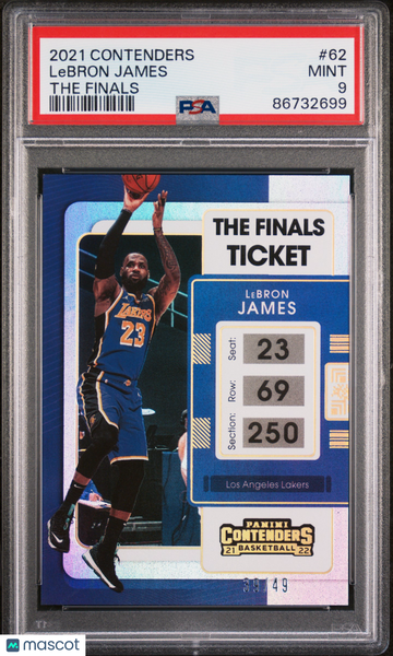 2021 Contenders #62 LeBron James - The Finals Ticket # / 49 | PSA 9