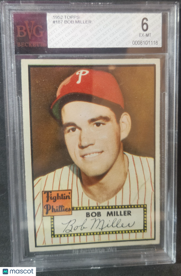 Graded 1952 Topps Bob Miller #187 BVG 6 Beckett Vintage Grading Baseball Card