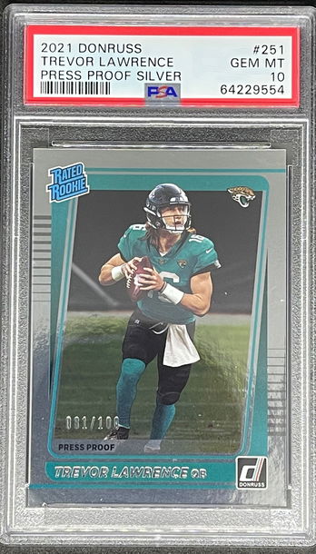 Trevor Lawrence Silver Press Proof /100 PSA 10