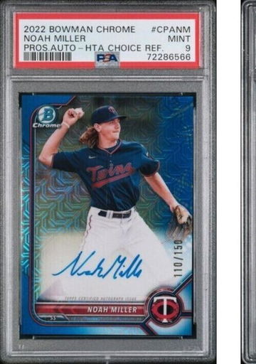 2022 NOAH MILLER 2022 Bowman 1st Auto HTA Choice Refractor /150 #CPANM PSA 9