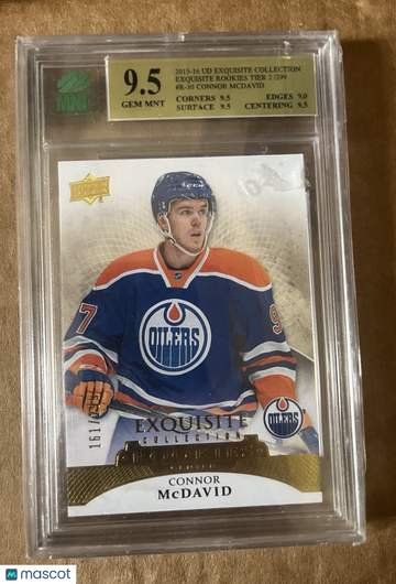 2015 UPPER DECK EXQUISITE Connor McDavid #R-30 Rookie MNT 9.5
