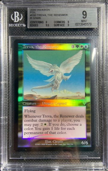 2000 MTG Magic The Gathering Invasion FOIL TREVA, THE RENEWER BGS 9+ Quad MINT