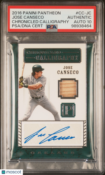 2016 Panini Pantheon Chronicled Calligraphy Jose Canseco #CC-JC PSA A