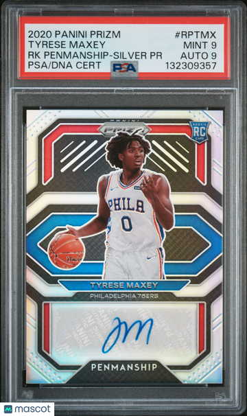 2020 Panini Prizm Rookie Penmanship Tyrese Maxey #RPTMX RK Silver Rookie RC PSA 9 Auto 9