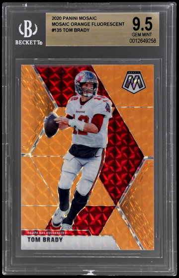2020 Panini Mosaic Tom Brady Orange Fluorescent Mosaic BGS 9.5