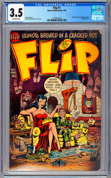 FLIP #1 CGC 3.5 CLASSIC GA PRE-CODE HORROR-SATIRE *HANGING COVER* HARVEY 1954