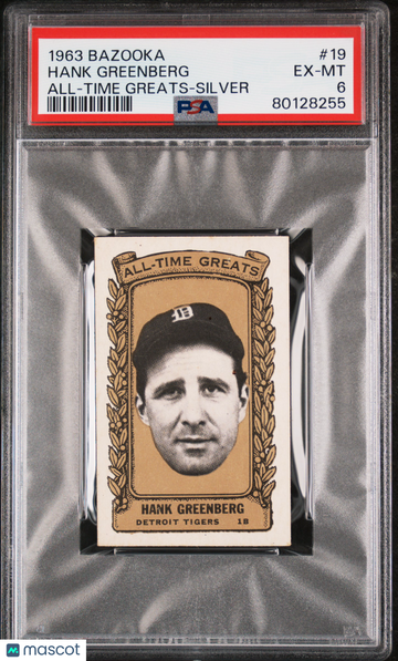 1963 Bazooka All-Time Greats Hank Greenberg #19 All-Time Greats-Silver PSA 6