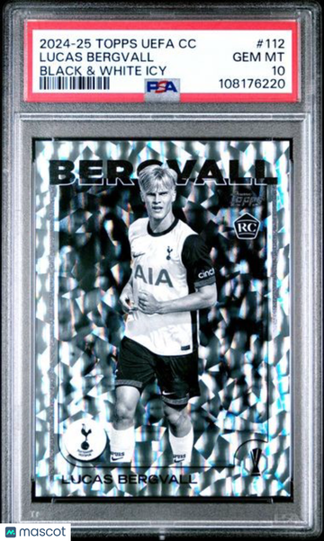 2024-25 Topps UEFA Club Competitions Lucas Bergvall #112 Black & White Icy PSA 10