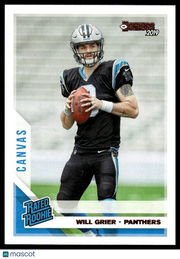 2019 Donruss Will Grier #305 Rated Rookies Canvas RC