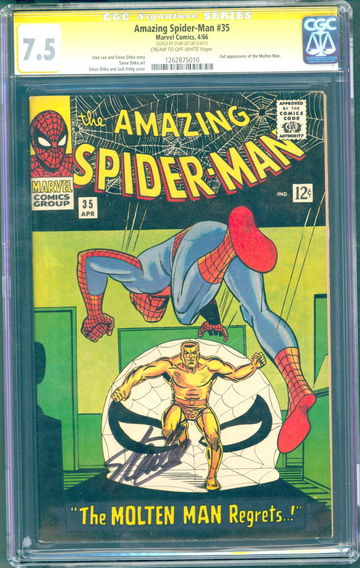 Amazing Spider-Man #35 (1966) CGC 7.5 -- Stan Lee signed (SS); 2nd Molten Man