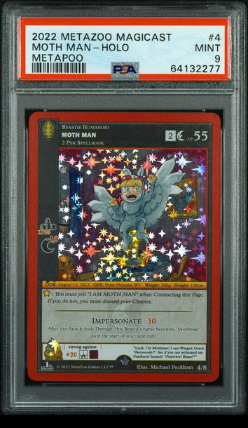 💎2022 Metazoo Magicast Metapoo #3 MOTH MAN-Holo | PSA 9 |👻🧨LOW PRINT RUN📈