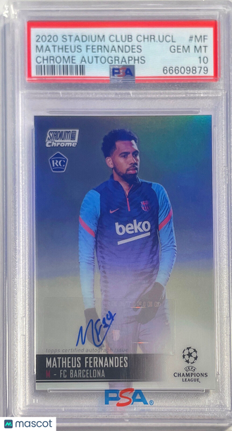 2020 Stadium Club Chrome UEFA Champions League Chrome Autographs Matheus Fernandes #MF PSA 10