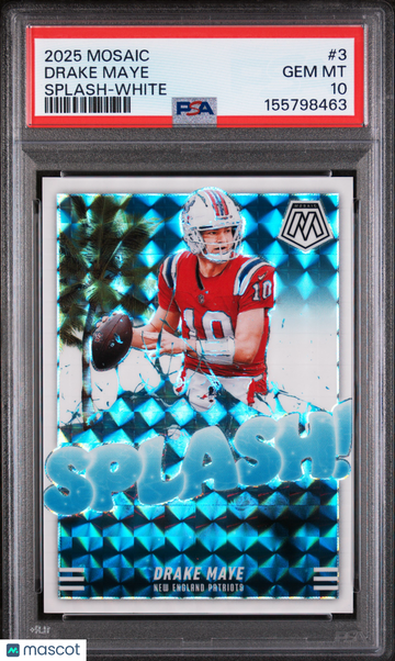 2025 Panini Mosaic Splash Drake Maye #3 White PSA 10