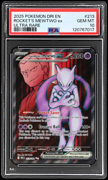 2025 Pokemon Scarlet And Violet Destined Rivals Team Rocket's Mewtwo EX Ultra Rare PSA 10