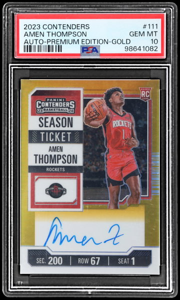 2023 Panini Contenders Amen Thompson Season Ticket Autograph Premium Gold PSA 10 RC