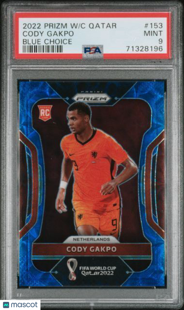 2022 Panini Prizm World Cup Qatar Cody Gakpo #153 Blue Choice PSA 9