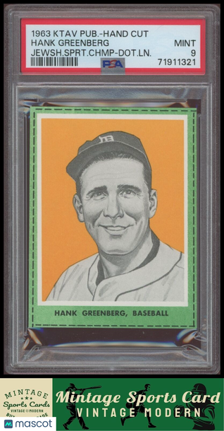 1963 KTAV Publications - Jewish Sports Champions Hank Greenberg Dotted Line - POP 3 - 3 Higher PSA 9