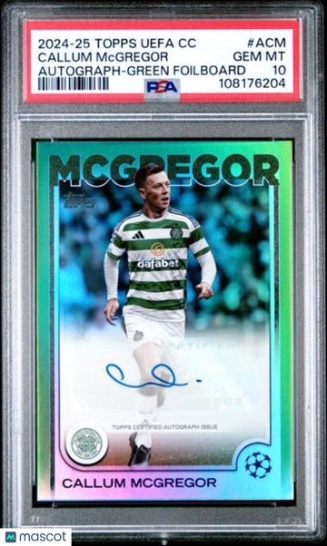 2024-25 Topps UEFA Club Competitions Autographs Callum McGregor #ACM Green Foilboard PSA 10
