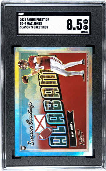 2021 Panini Prestige Mac Jones Seasons Greetings SGC 8.5