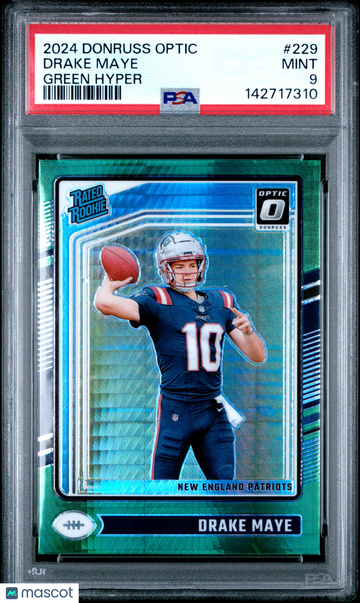 2024 Panini Donruss Optic Drake Maye #229 Green Hyper PSA 9