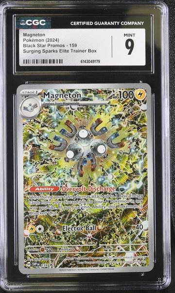 2024 Black Star Promos #159 Magneton Surging Sparks Elite Trainer Box CGC 9