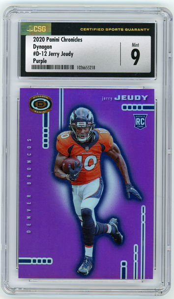 JERRY JEUDY 2020 Panini Dynagon Purple Prizm Rc #26/125 CSG 9
