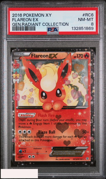 2016 POKEMON XY GENERATIONS RADIANT COLLECTION FLAREON EX #RC6 PSA 8 NM-MT