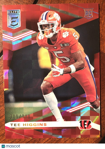 Tee Higgins 2020 Donruss Elite #114 Red Short Print #311/399 Rookie Card Bengals