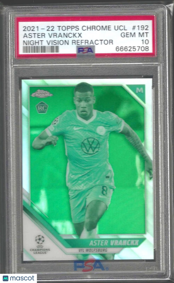 2021 Topps Chrome UEFA Champions League Aster Vranckx #192 Night Vision Refractor PSA 10