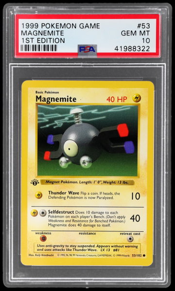 1999 Pokemon Base Set Magnemite 1st Edition PSA 10