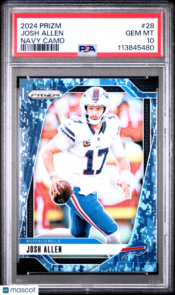 2024 Panini Prizm Josh Allen #28 Navy Camo PSA 10