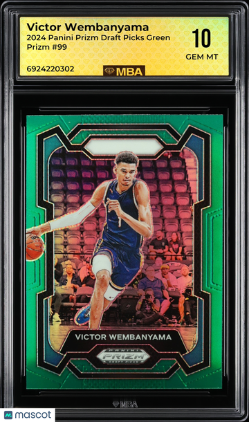 2024 Panini Prizm Draft Picks Victor Wembanyama #99 Green Prizm MBA 10